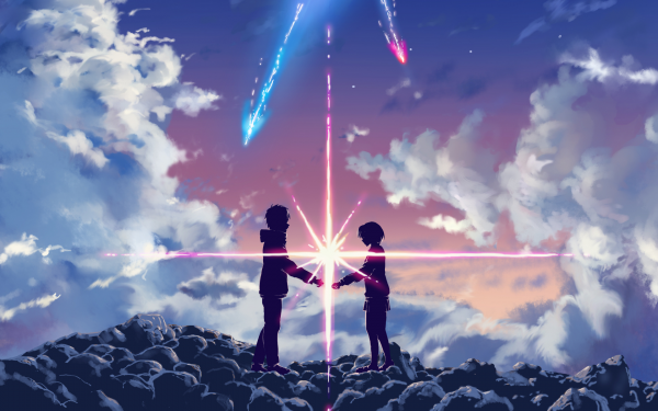 anime,cloud,world,sky,fireworks,purple