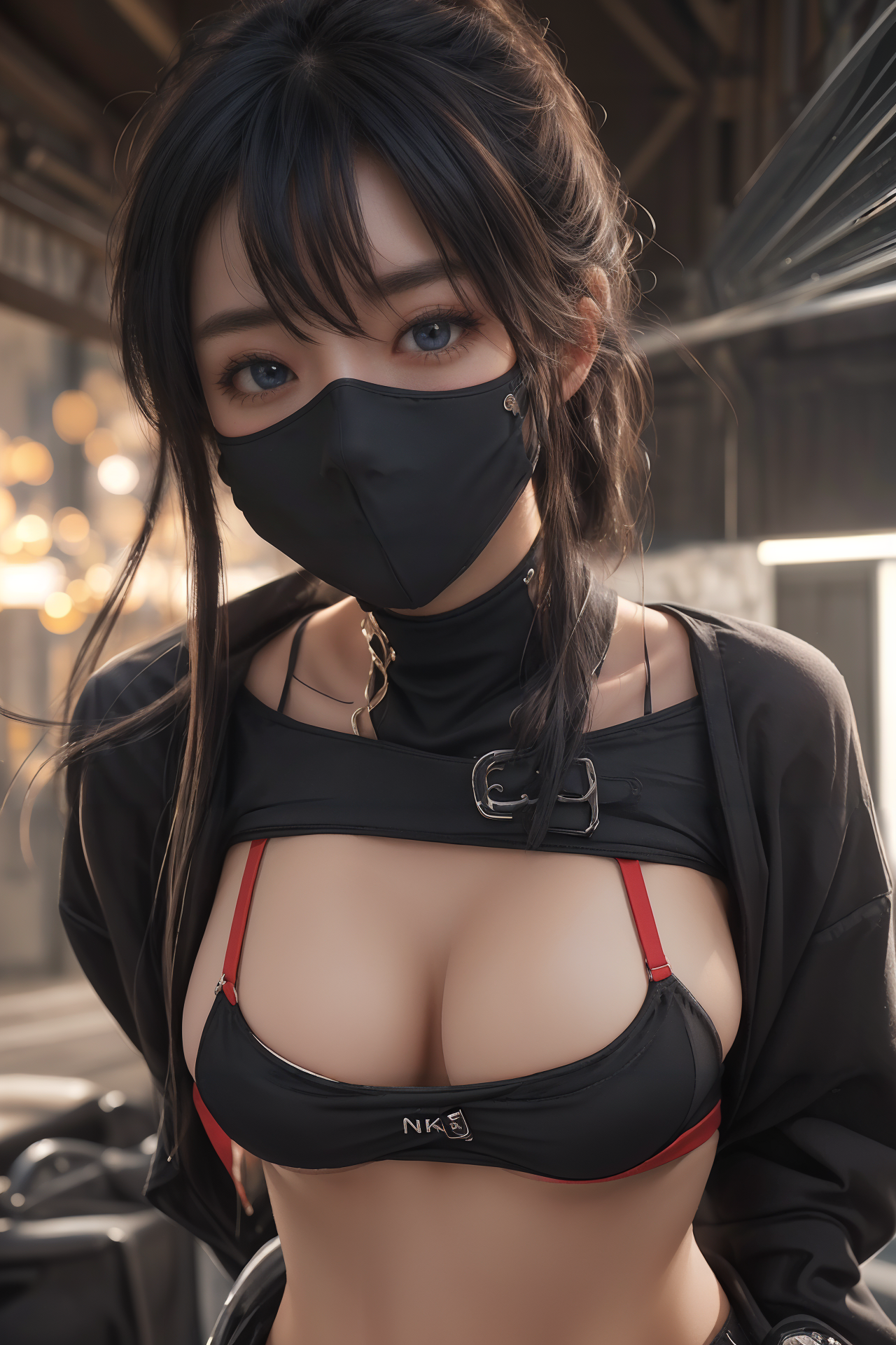 AIGC, beautiful, breasts, cleavage, cosplay, female, girl, Ninja, sexy, sweet