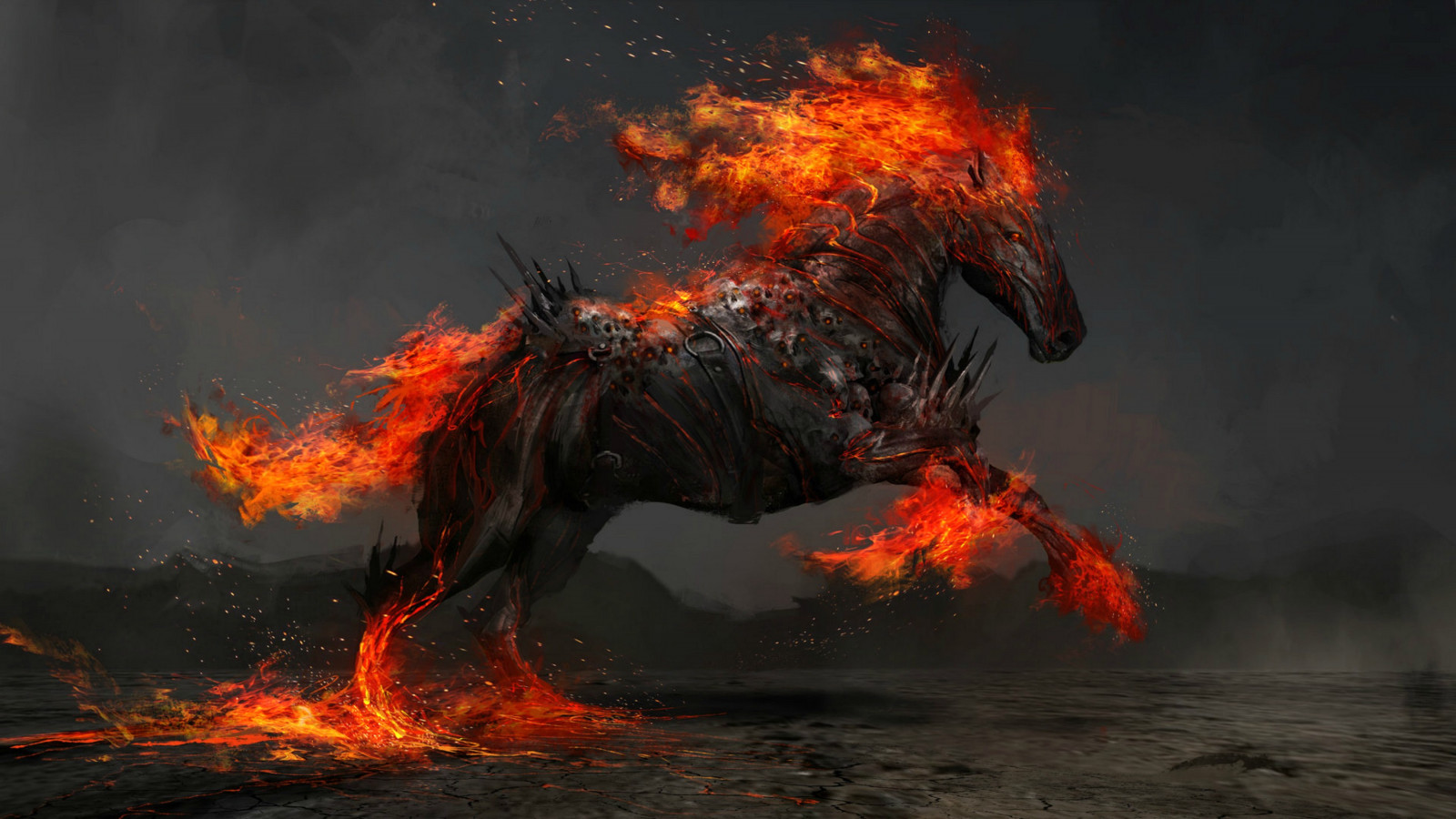 ai, flaming, horse