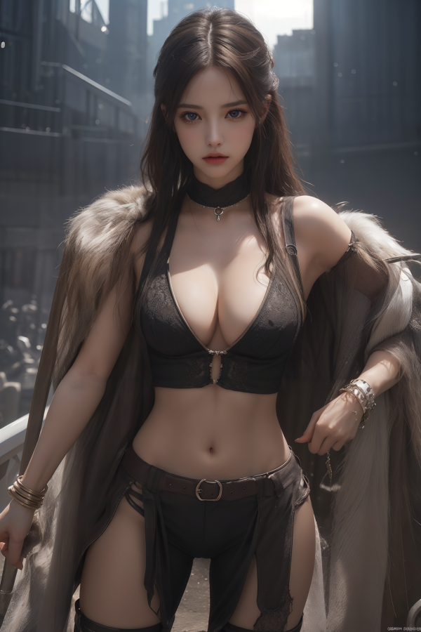 AIGC,Krásná,poprsí,výstřih,cosplay,female warrior