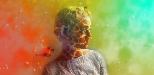 girl,fantasy,surreal,giraffe,portrait,fairy