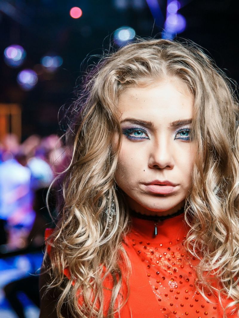 금발의,소녀,나귀,가슴,댄스