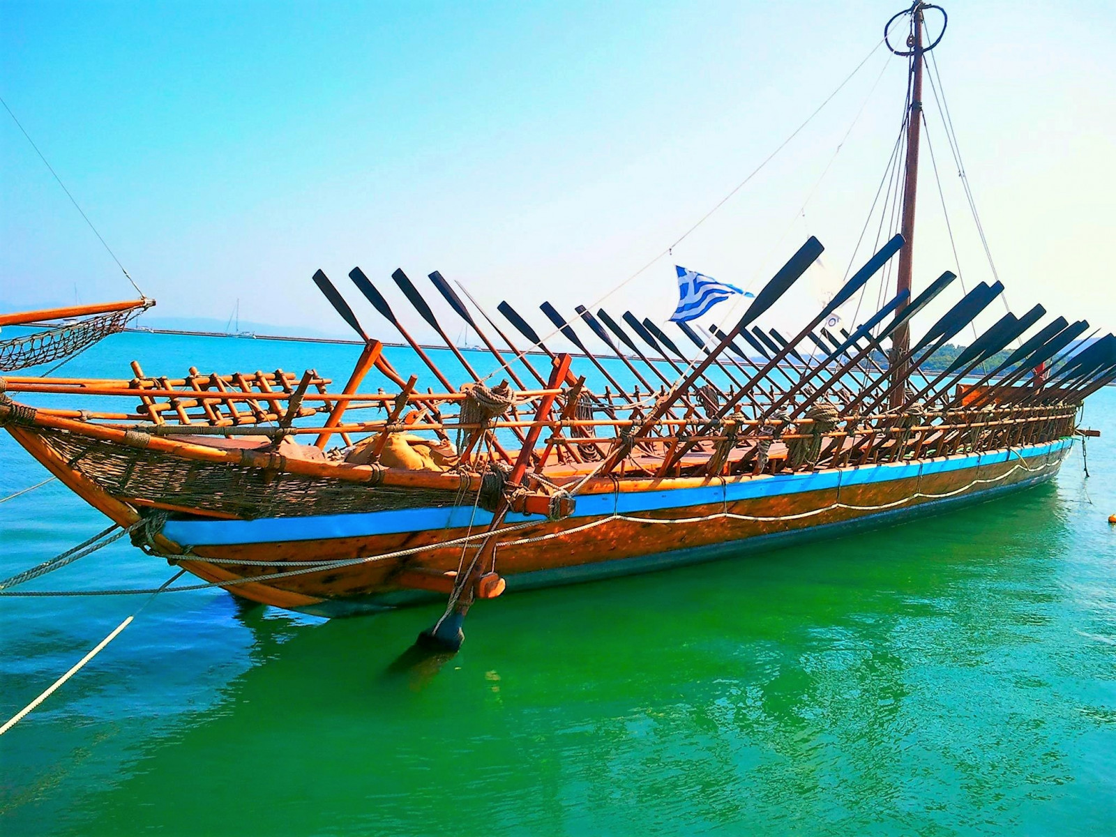 background, boat, color, oars, sea, sky, traditional, wallpaper, wood