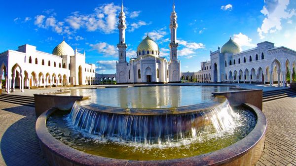 The White Mosque in Bolgar,mosque,shaif uddin ahmed jhumur,outdoors,portrait,artwork