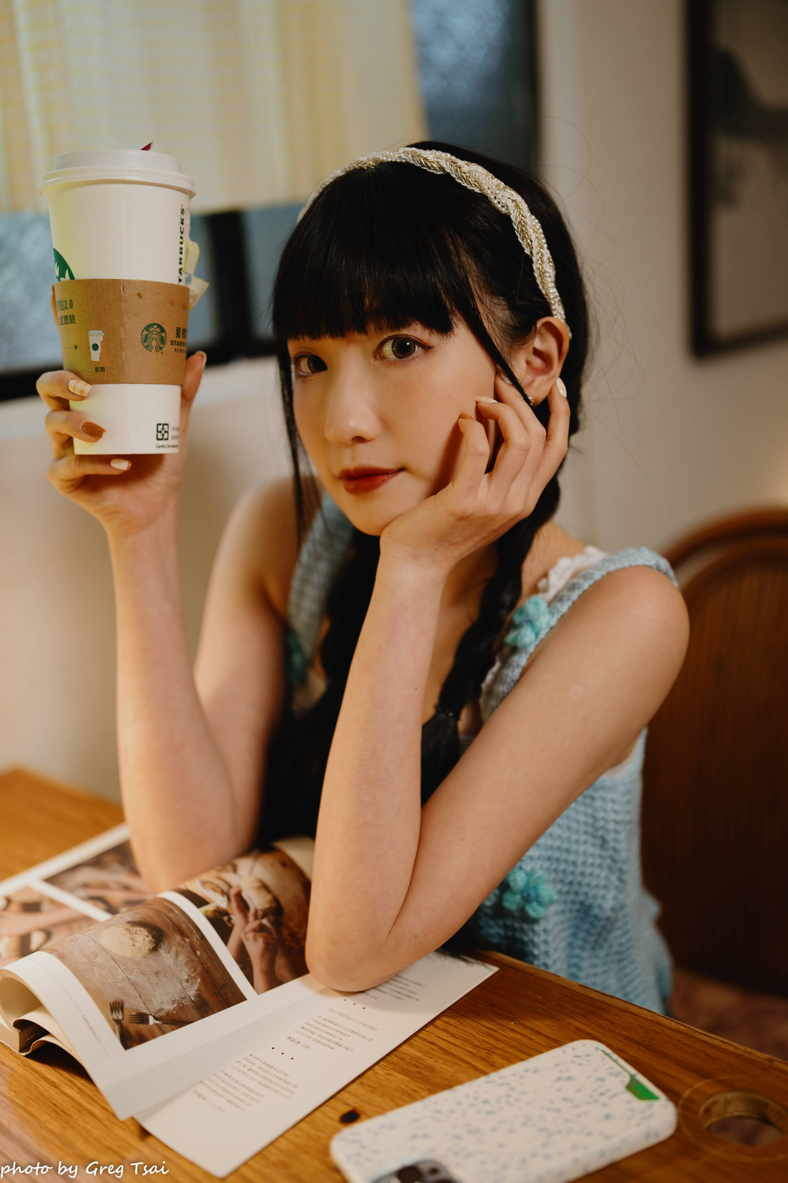 indoors, long hair, table, window, woman