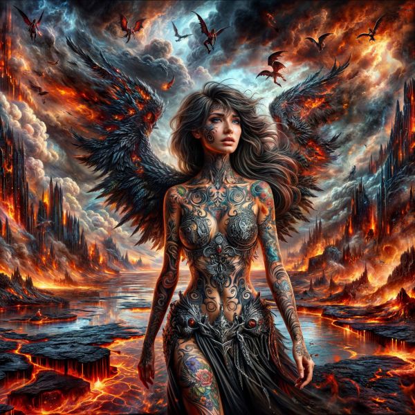 angel,women,fire