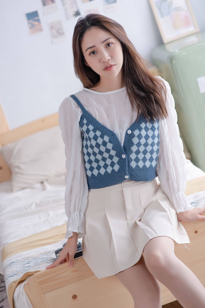 blau, Checker, stricken, Mini, Rock, Weste