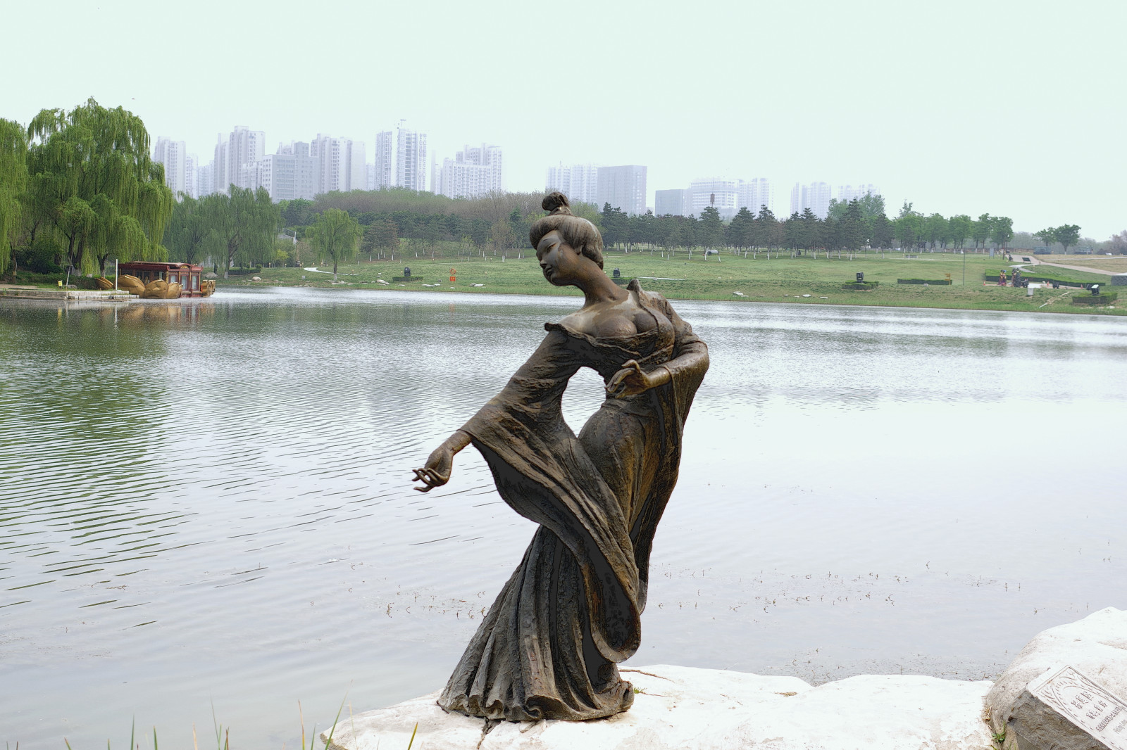 giardino, palazzo, scultura, antico, Cina