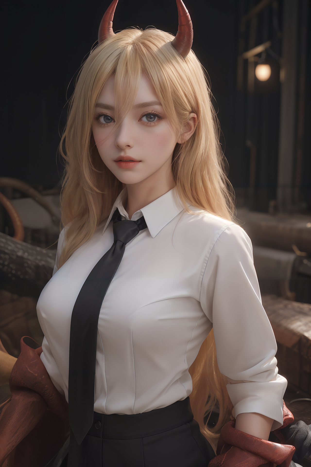 AIGC, anime girls, beautiful, breasts, Chainsaw Man, cleavage, cosplay, female, girl, Power Chainsaw Man, sexy, sweet