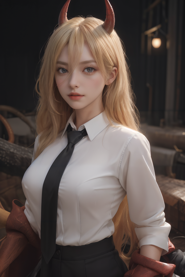 AIGC, anime girls, beautiful, breasts, Chainsaw Man, cleavage