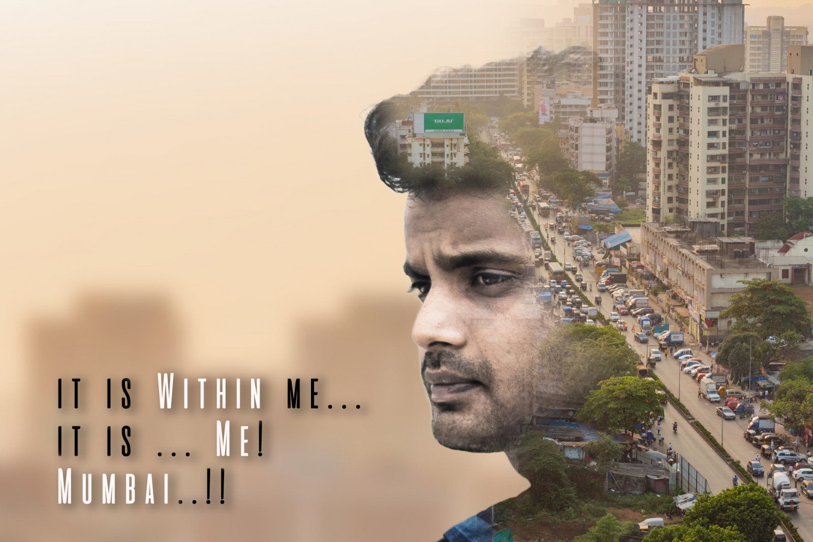 dobbelt eksponering, redigere, Mumbai, Photoshop, portræt, tapet