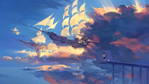 sky,anime,girl