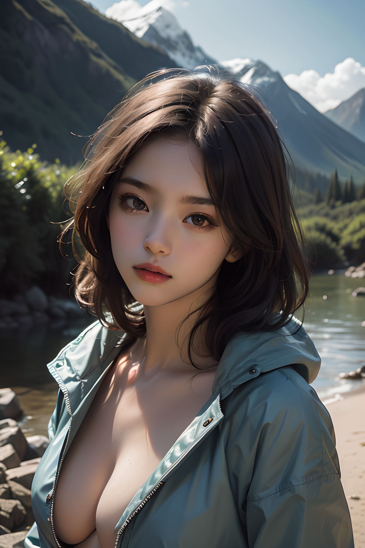Regenjacke, sexy, Frau