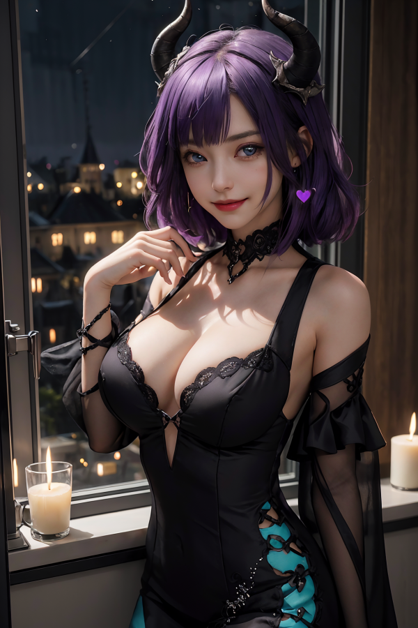 ai art,AI Girl,AIGC,black dress,breast,choker
