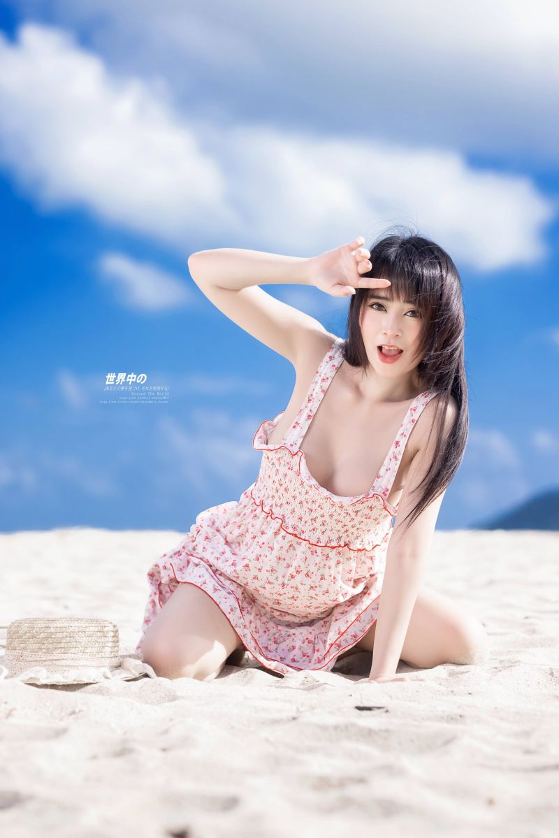 asiatico, spiaggia, all'aperto, estate, donna asiatico, spiaggia, all'aperto, estate, donna