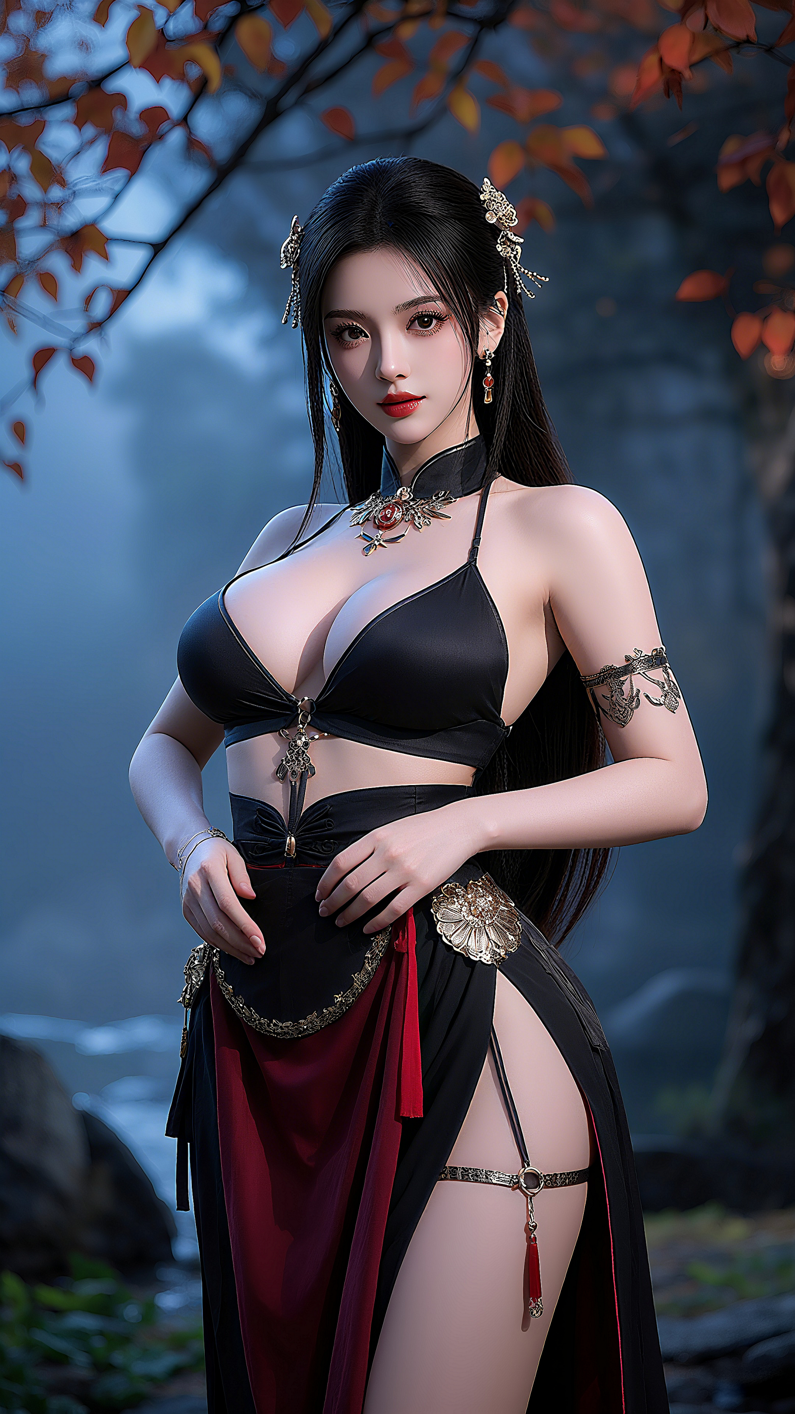 girl, woman, ai, sexy, autumn