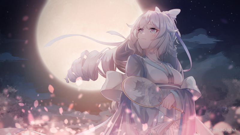 Honkai Impact,Honkai Impact 3rd,vestido blanco,pelo blanco