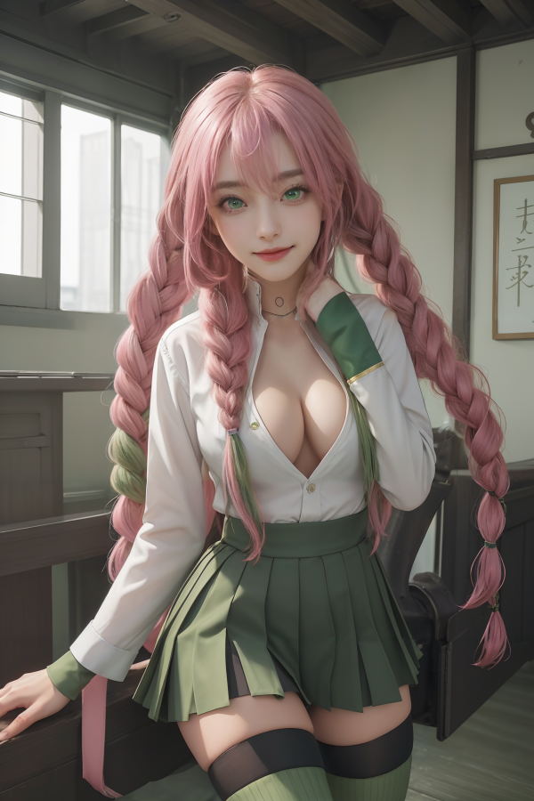 AIGC,beautiful,breasts,cleavage,cosplay,Demon Slayer