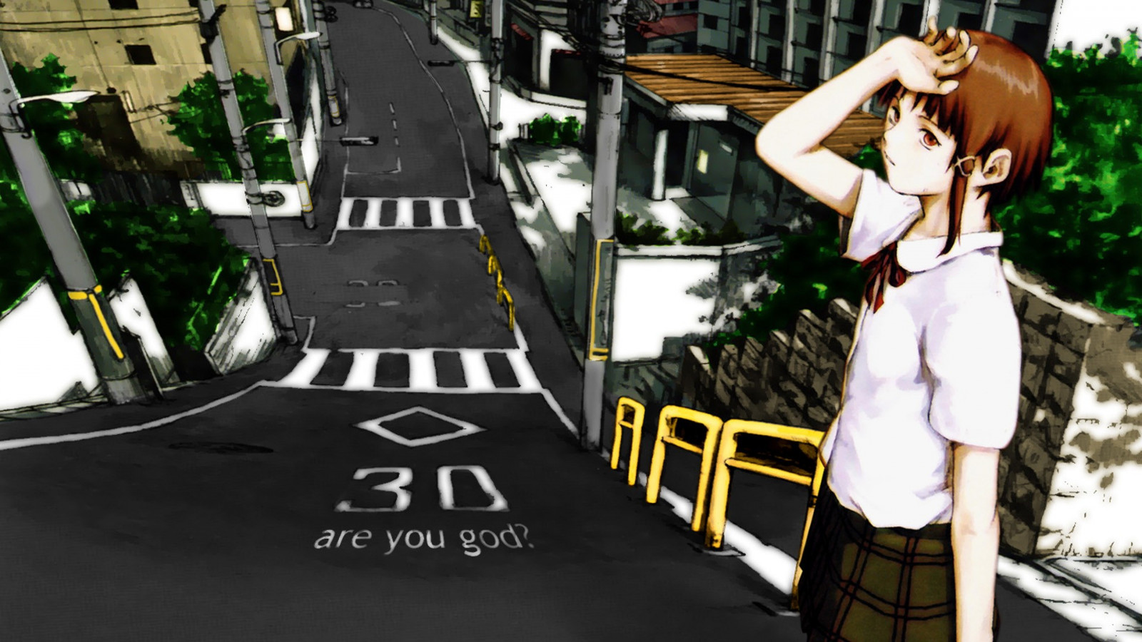 anime, anime dívky, móda, Serial Experiments Lain, Lain Iwakura, Snímek obrazovky