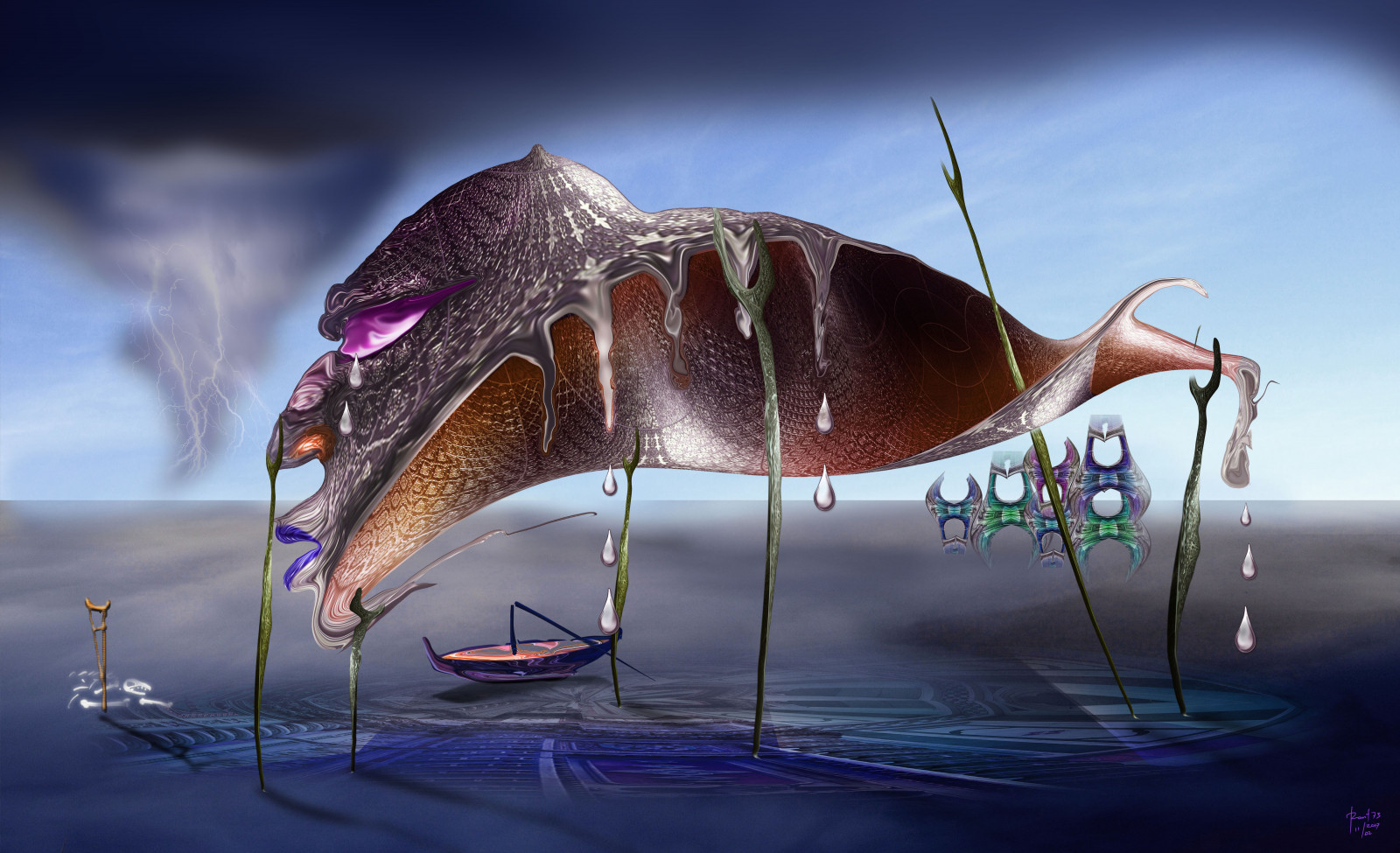 mare, riflessione, futuristico, veicolo, surreale, moderno, dormire, Salvador, ARTE, onda, sognare, digitale, dali, immagine dello schermo, sfondo del computer, fotografia macro, pesce di mare profondo