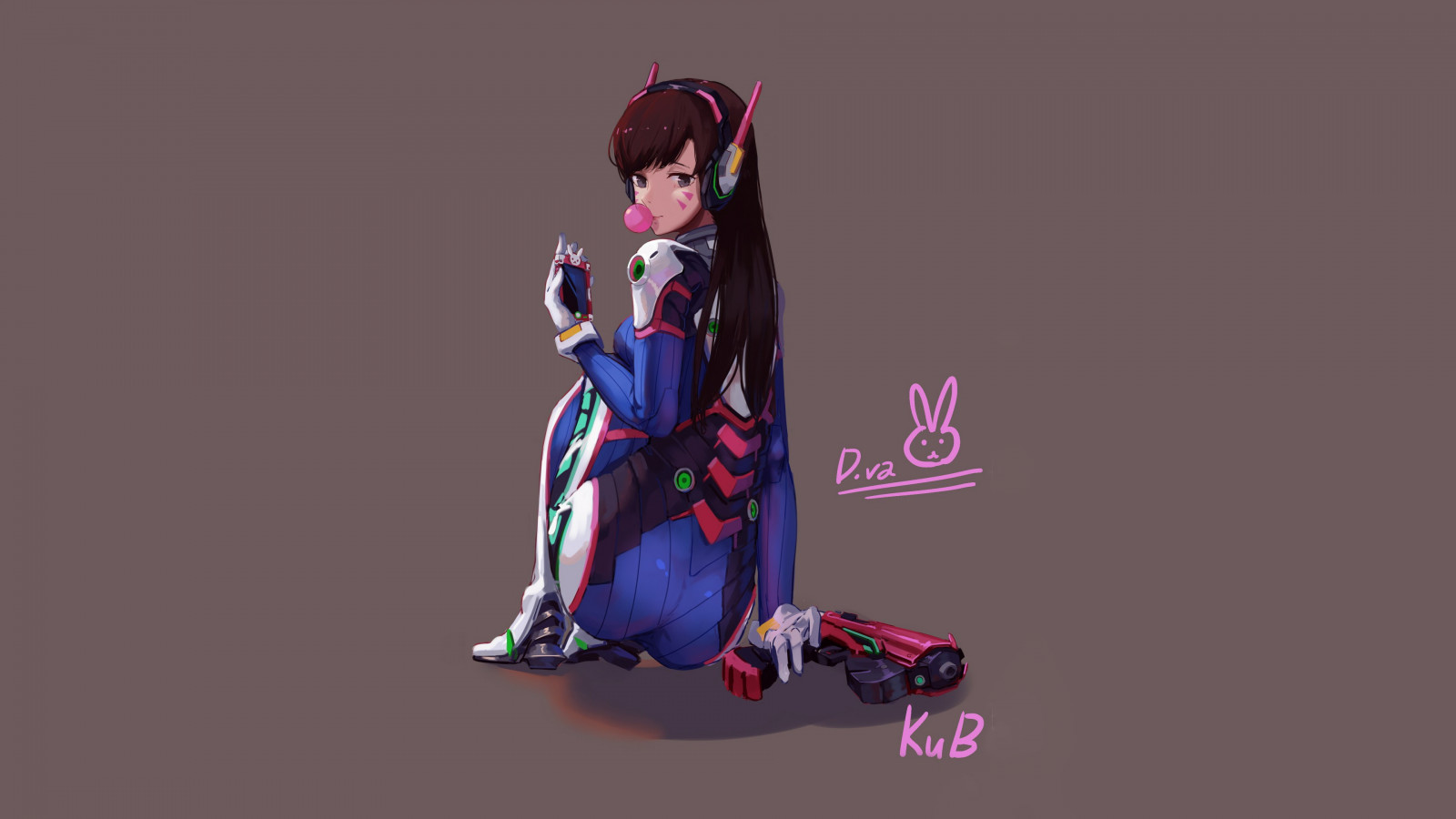 ภาพประกอบ, วีดีโอเกมส์, อะนิเมะ, Overwatch, D Va Overwatch, คน, พื้นหลังสีเทา, ภาพหน้าจอ