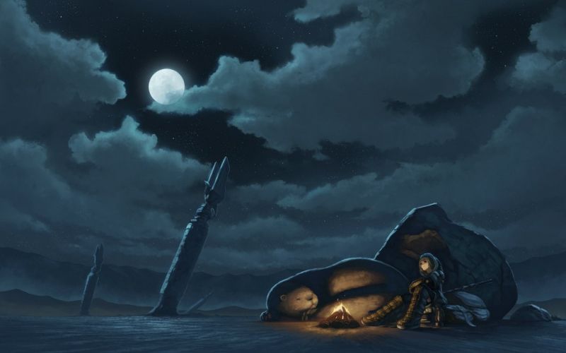 fantasy art, sea, anime, moonlight, ghost ship, cloud fantasy art, sea, anime, moonlight, ghost ship, cloud