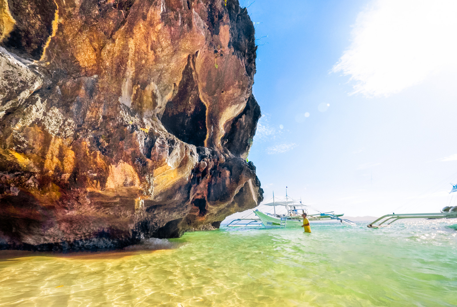 Filippinerne, asie, klipper, klippe, dannelse, hav, ocean, silhuet, svin, uhyre, smuk, mennesker, en person, paradis, ø, øhav, himmel, Olympus, udforskning, rejse, rejse, Bacuit, archipel