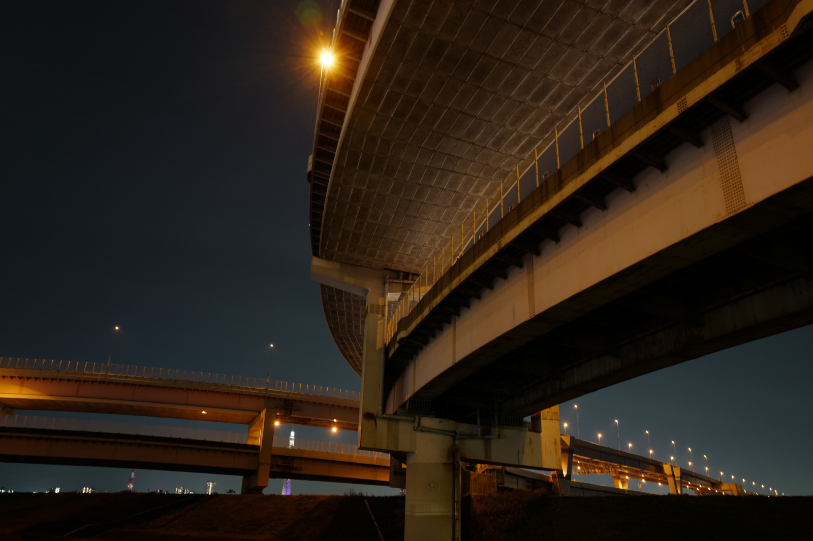 Japonsko, panoráma města, noc, architektura, odraz, večer, most, soumrak, minout, Leica, Tokio, struktura, jp, světlo, spojení, tvar, tma, horikiri, summilux, leicaq, summilux1728, q, 1728, urban area, veřejná doprava