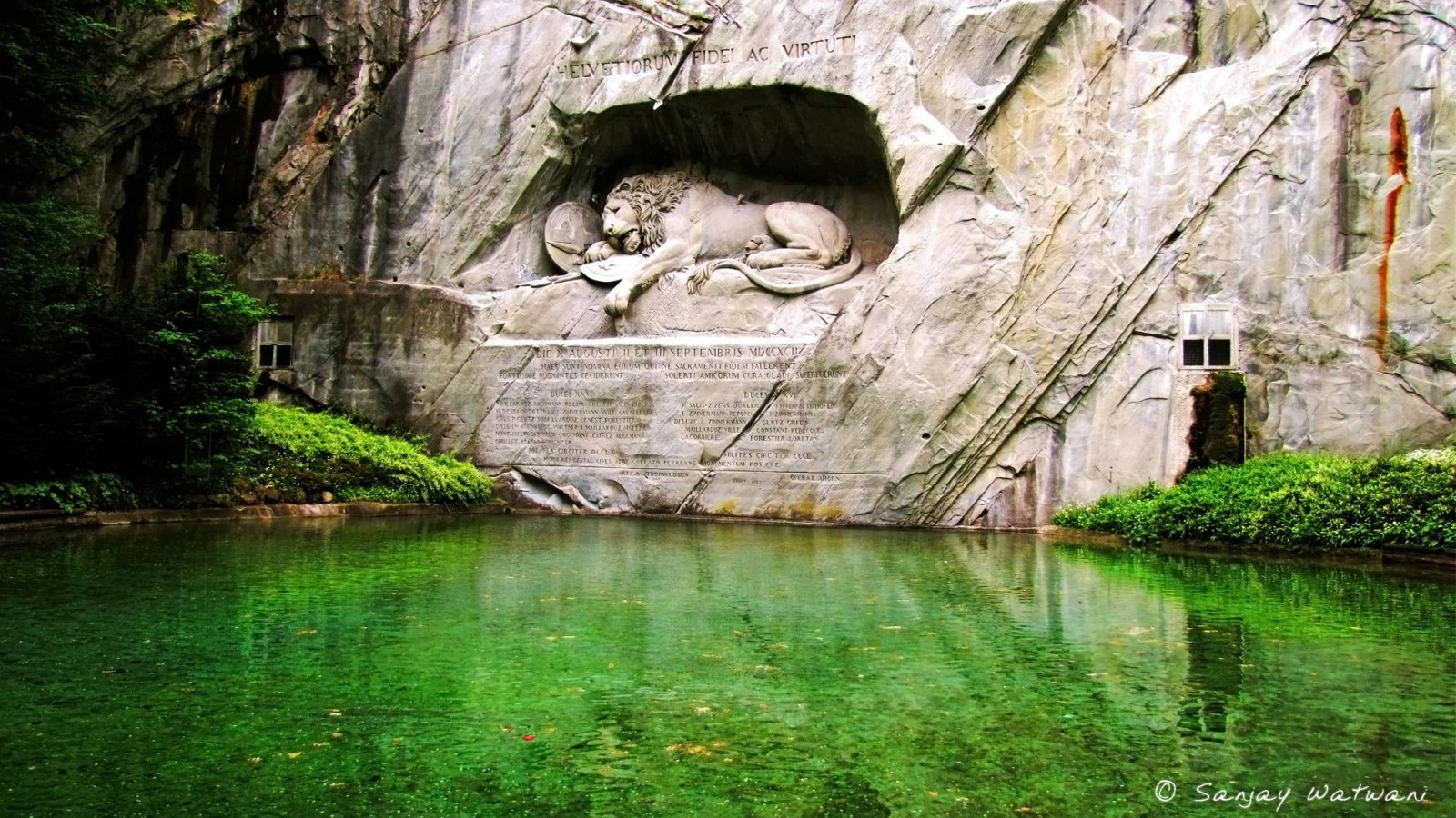 vand, natur, afspejling, løve, flod, skulptur, statue, hule, Dam, jungle, strøm, latin, Lion of Lucerne, træ, landskabsform, vand funktion