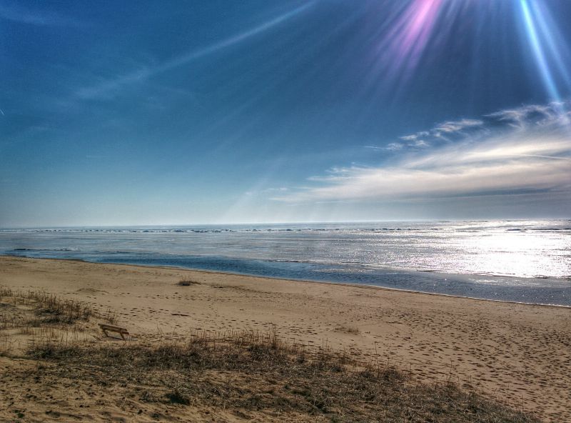 sollys, hav, kyst, sand, himmel, afspejling sollys, hav, kyst, sand, himmel, afspejling