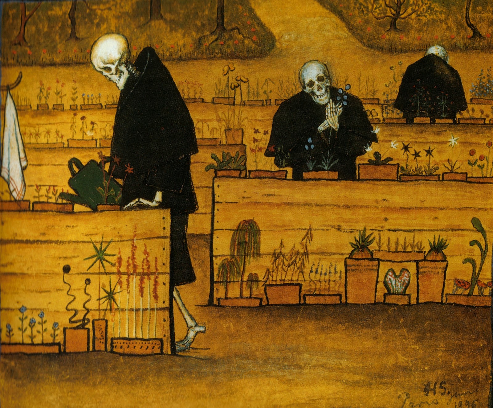 1600x1323 px, Классическое искусство, classical art, Hugo Simberg, Скелет