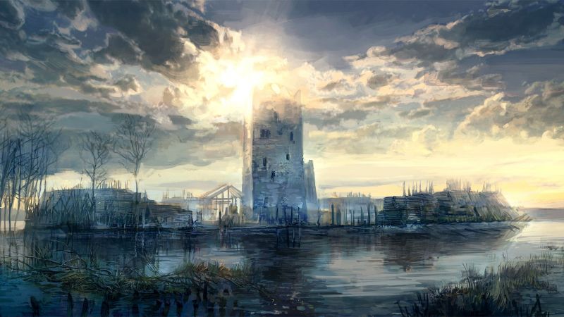 zonlicht, Computerspellen, zonsondergang, stadsgezicht, reflectie, zee zonlicht, Computerspellen, zonsondergang, stadsgezicht, reflectie, zee