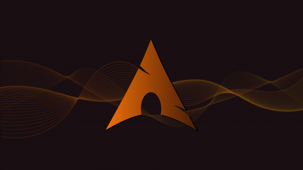Linux,abstract,Arch Linux,waves,yellow,logo