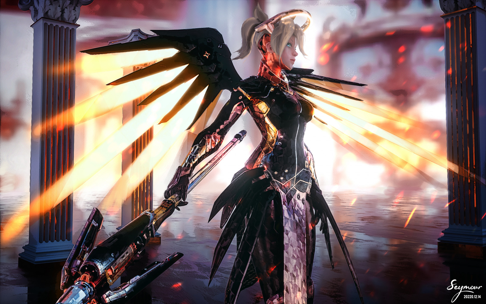 Seymour, fantascienza, anime girls, Overwatch, Mercy Overwatch