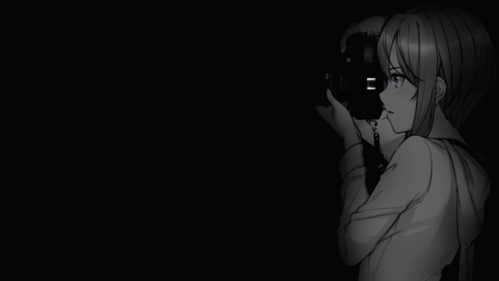 Colorante selectivo, Fondo oscuro, fondo negro, Fondo simple, Chicas anime
