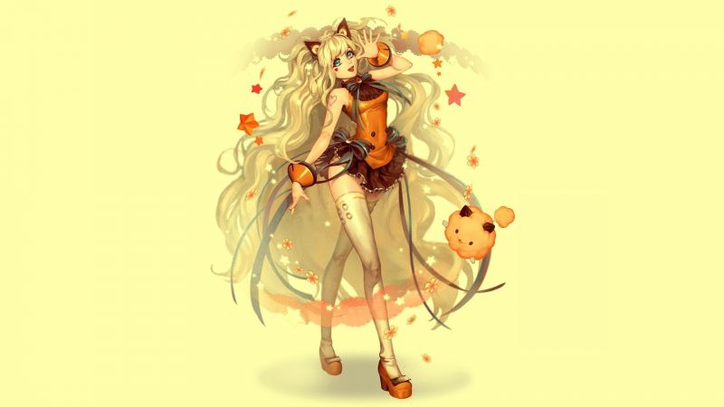 ilustrace, jednoduché pozadí, anime, anime dívky, kreslená pohádka, Vocaloid ilustrace, jednoduché pozadí, anime, anime dívky, kreslená pohádka, Vocaloid