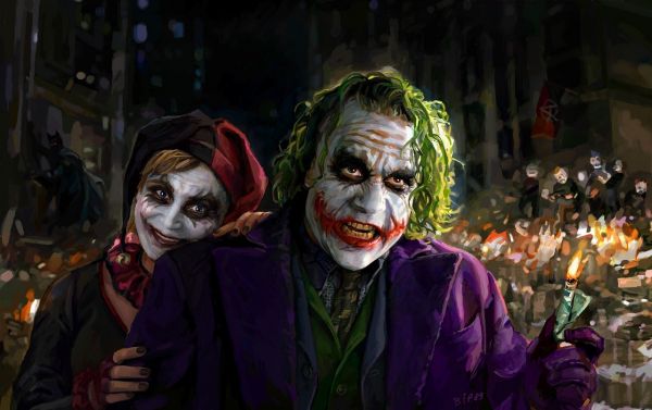 artwork, Batman, Joker, DC Comics, Harley Quinn, clothing