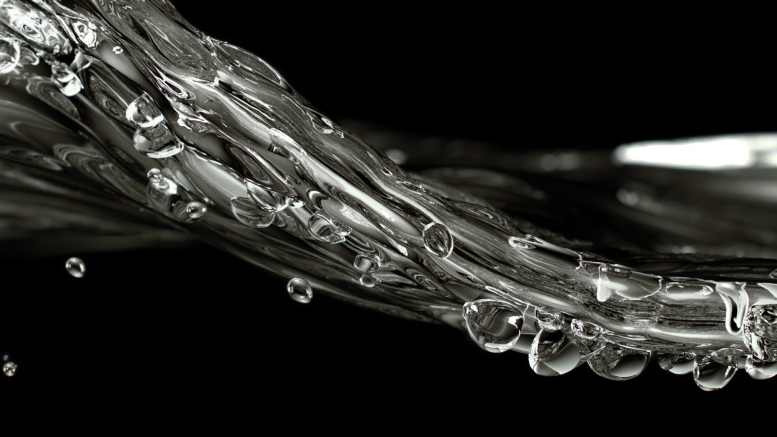 černobílý, černé pozadí, voda, minimalismus, kapky vody, detailní, vlny, Pod vodou, světlo, pokles, řetěz, Černý a bílý, monochromatické fotografování, zblízka, makro fotografie
