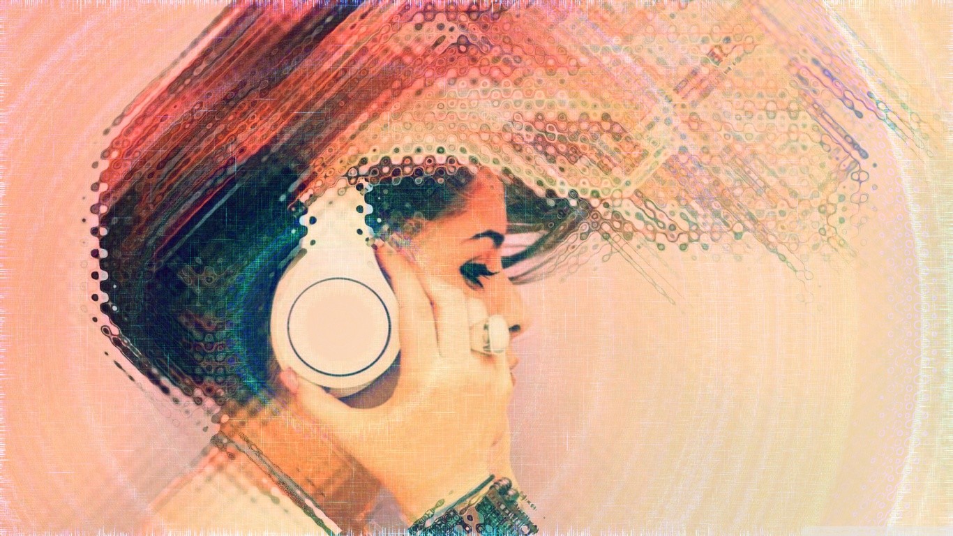 Wallpaper face, drawing, illustration, women, portrait, headphones, nose, head, ART, color