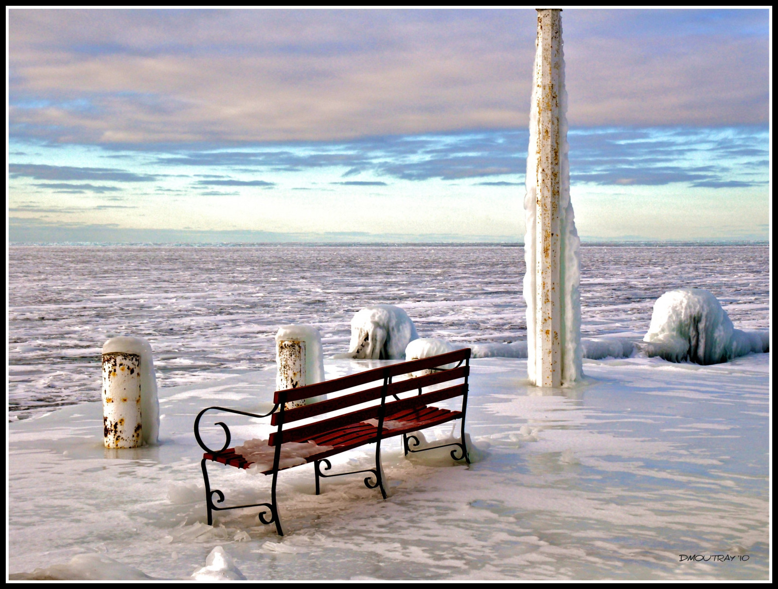Wallpaper sea, nature, shore, snow, winter, beach, wood, ice, tower