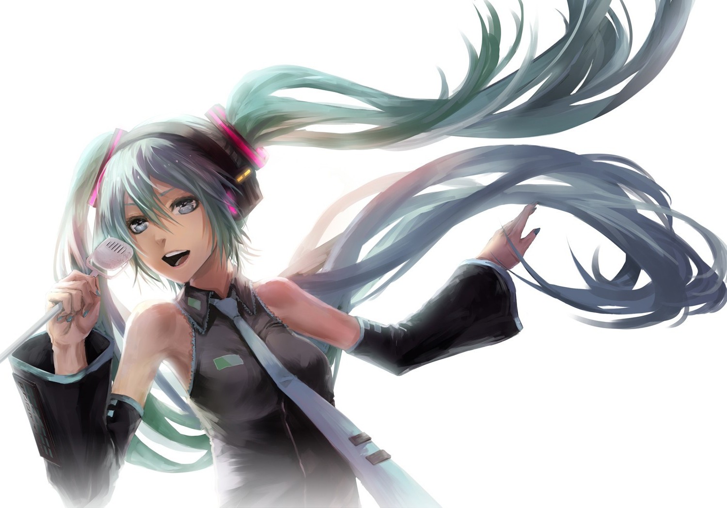 ilustrace, anime, anime dívky, kreslená pohádka, Vocaloid, Hatsune Miku, oblečení, kostým, figurka, mangaka, 1500x1048 px