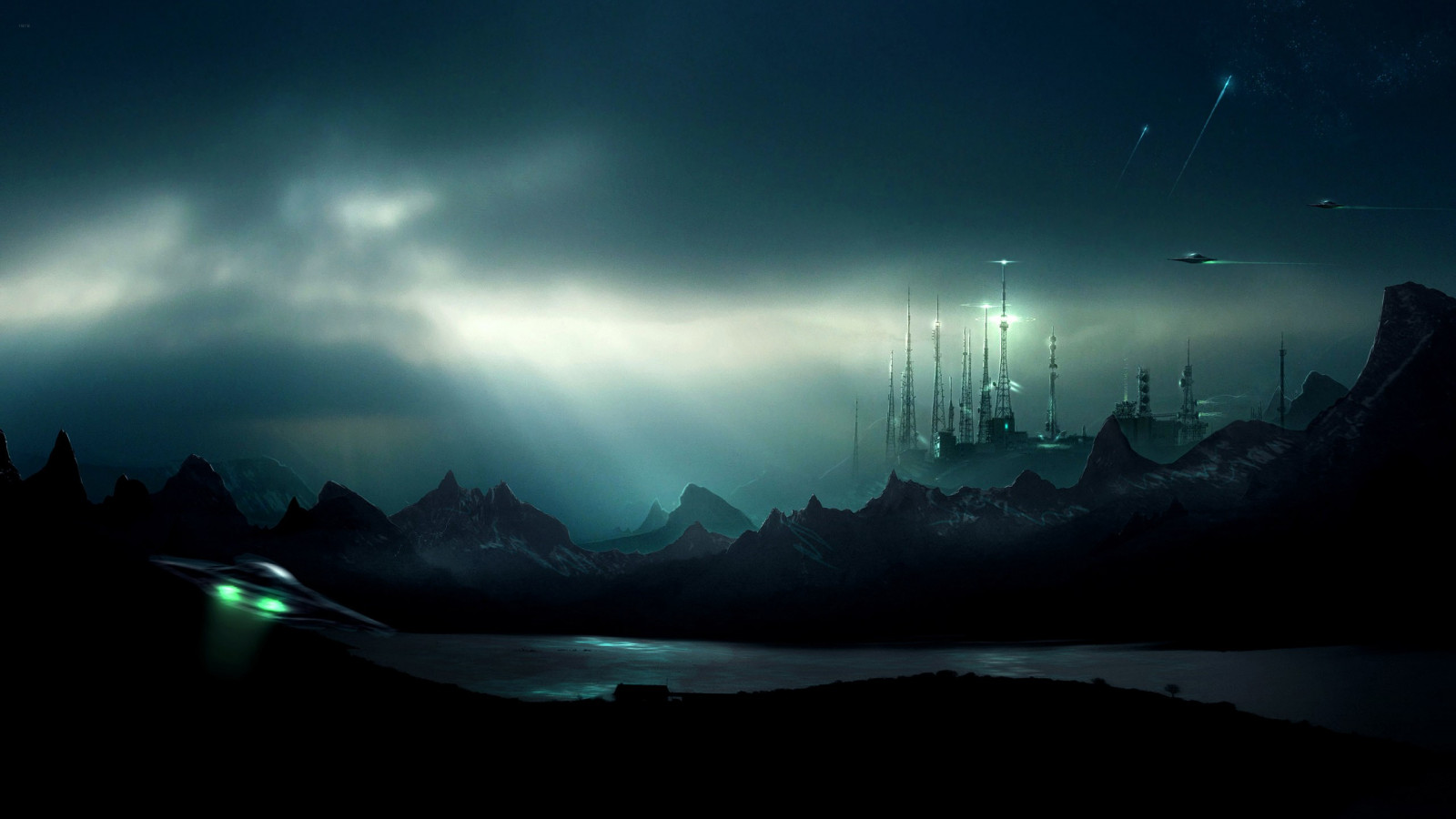 yö-, taivas, sumu, kuutamo, horisontti, ilmapiiri, hämärä, aamurusko, ufo, vuori, valjeta, pimeys, kuvakaappaus, 2560x1440 px, ilmakehän ilmiö, taustakuva