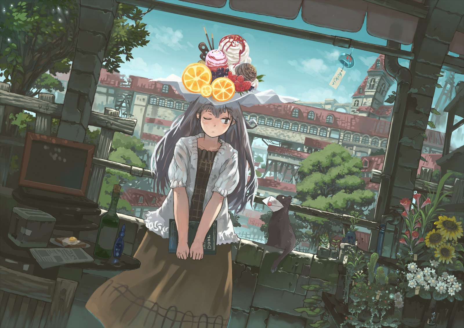 2480x1753 px, anime, computer, orange, original characters