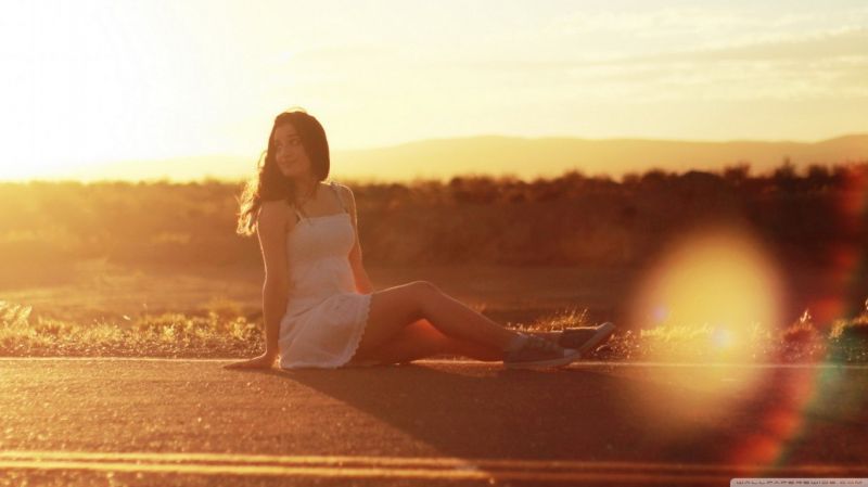 sunlight, women outdoors, women, sunset, brunette, road sunlight, women outdoors, women, sunset, brunette, road