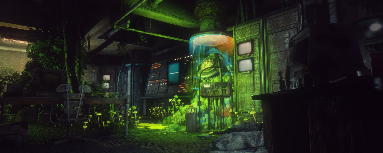 noc, zelená, textura, Spad, ENB, půlnoc, strom, tma, Snímek obrazovky, počítač tapeta, mods, WIP, Falloutnv, Vault22