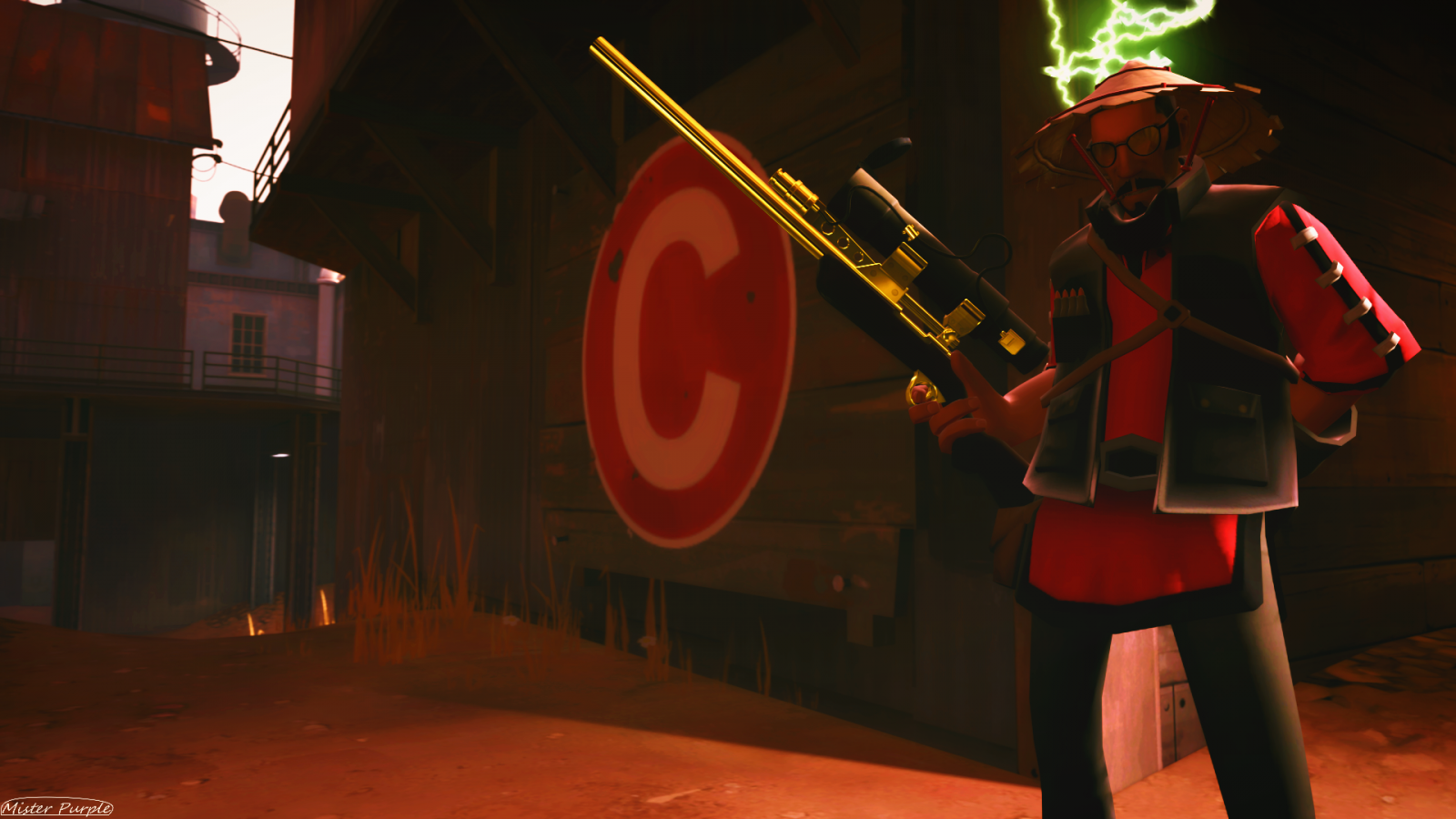 Červené, Týmová pevnost 2, Source Filmmaker, Sniper TF2, tma, Snímek obrazovky