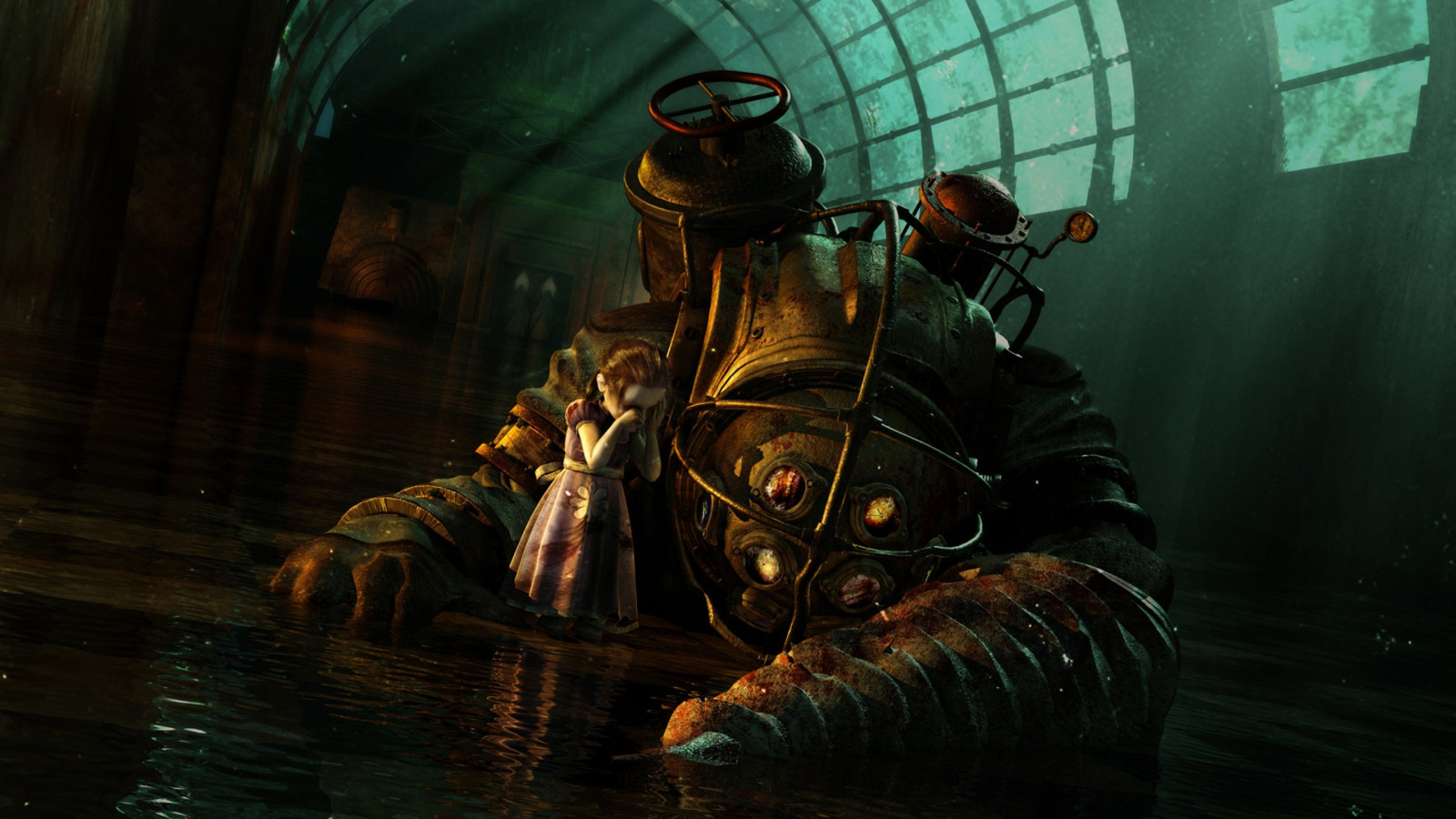computerspil, Big Daddy, BioShock, Lillesøster, mørke, skærmbillede, 1920x1080 px, computer tapet, pc spil