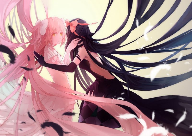 ilustracja, Anime, Dziewcząt anime, różowy, kwiat, Mahou Shoujo Madoka Magica ilustracja, Anime, Dziewcząt anime, różowy, kwiat, Mahou Shoujo Madoka Magica