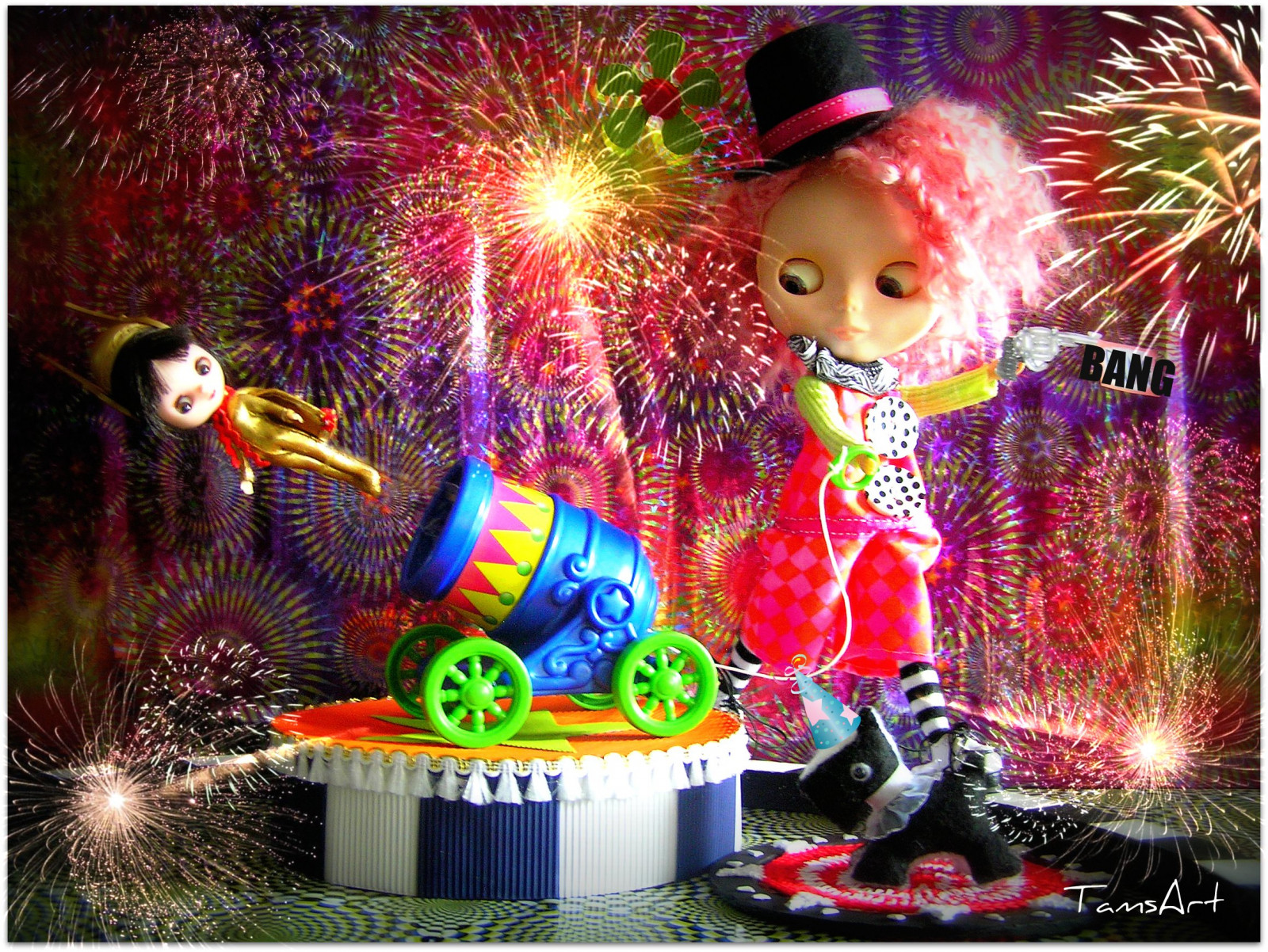 Wallpaper show, Carnival, dog, hat, Tokyo, outfit, doll, fireworks