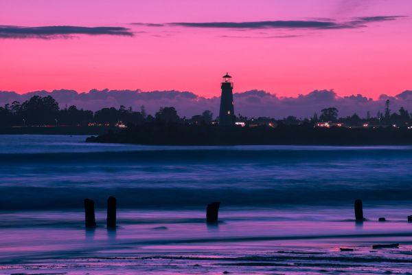 sky,lighthouse,bay,sunset